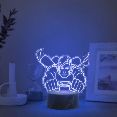 3D Illusion Superman LED Night Light Creative 7 Color Changing Light  Table Lamp for Home Decoration  Birthday Gift for Kids & Avengers Fans