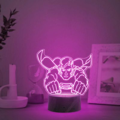 3D Illusion Superman LED Night Light Creative 7 Color Changing Light  Table Lamp for Home Decoration  Birthday Gift for Kids & Avengers Fans