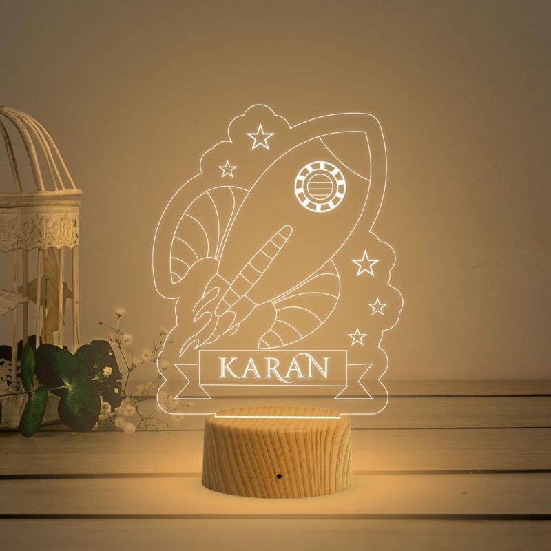 3D Illusion Personalized Aeroplan Night Lamp Customized with Name  Warm White Light & USB Powered  Birthday Gift for Kids  Bedside Table Lamp