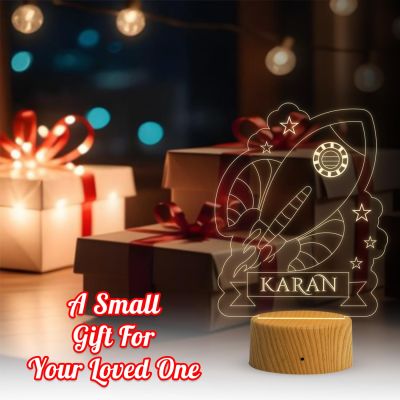 3D Illusion Personalized Aeroplan Night Lamp Customized with Name  Warm White Light & USB Powered  Birthday Gift for Kids  Bedside Table Lamp