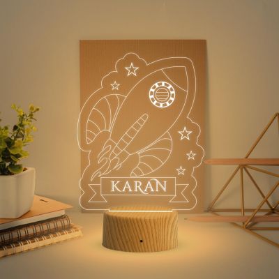 3D Illusion Personalized Aeroplan Night Lamp Customized with Name  Warm White Light & USB Powered  Birthday Gift for Kids  Bedside Table Lamp