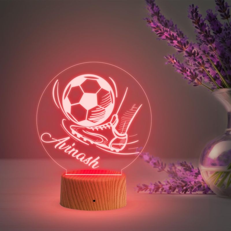 Personalised Football LED Desk Table Lamp Customized with Name  Multicolored Light  Birthday Gifts for Footballer Men Women  Football Player Gift