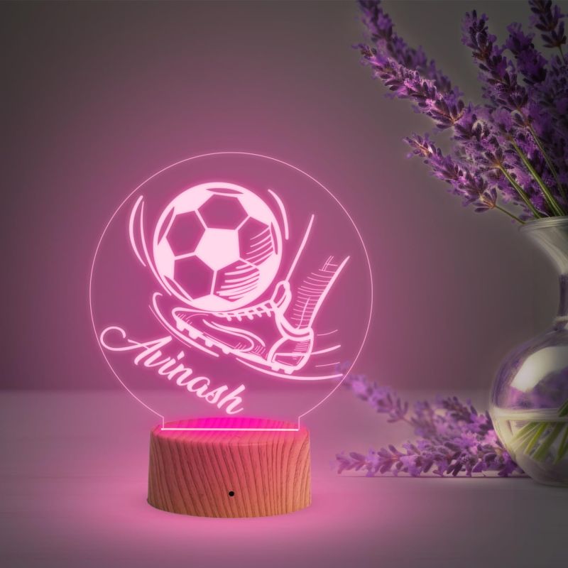 Personalised Football LED Desk Table Lamp Customized with Name  Multicolored Light  Birthday Gifts for Footballer Men Women  Football Player Gift