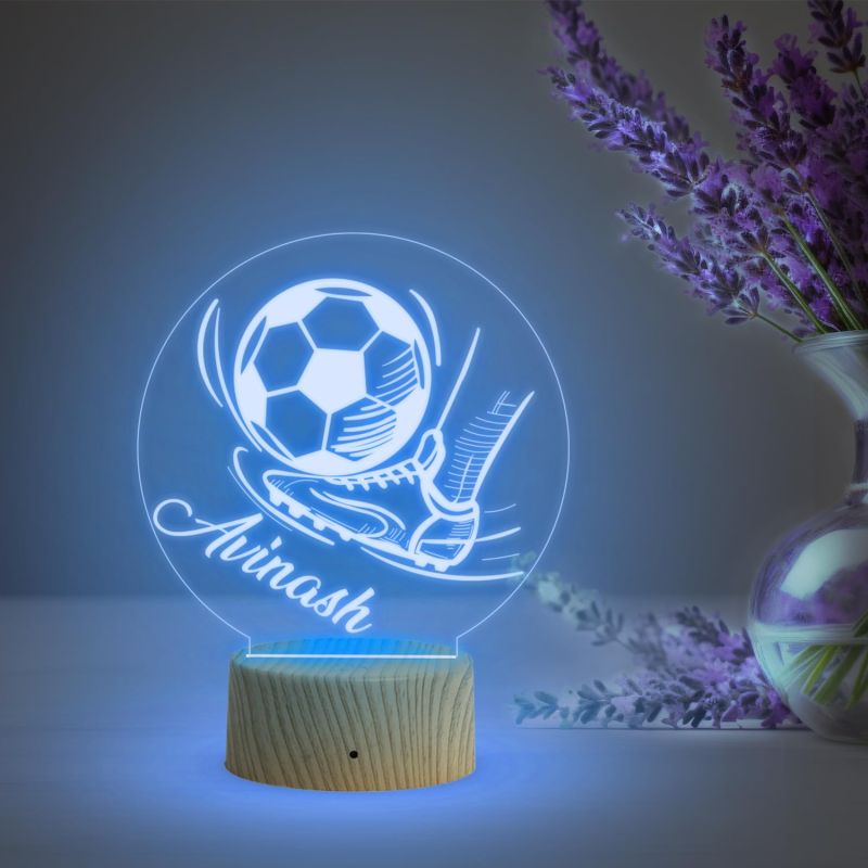 Personalised Football LED Desk Table Lamp Customized with Name  Multicolored Light  Birthday Gifts for Footballer Men Women  Football Player Gift