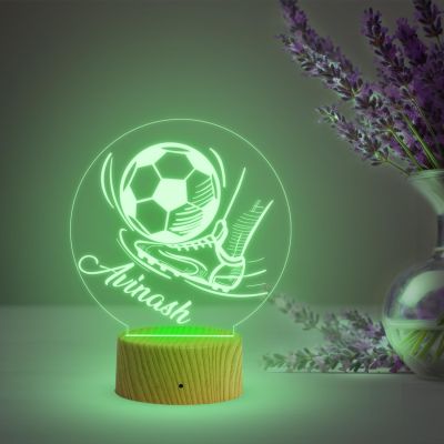 Personalised Football LED Desk Table Lamp Customized with Name  Multicolored Light  Birthday Gifts for Footballer Men Women  Football Player Gift