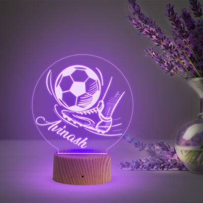 Personalised Football LED Desk Table Lamp Customized with Name  Multicolored Light  Birthday Gifts for Footballer Men Women  Football Player Gift