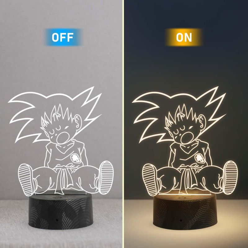 3D Illusion Dragonball (Goku) Night Lamp with Warm White Light Anime Home Decor Light  Birthday Gift for Kids