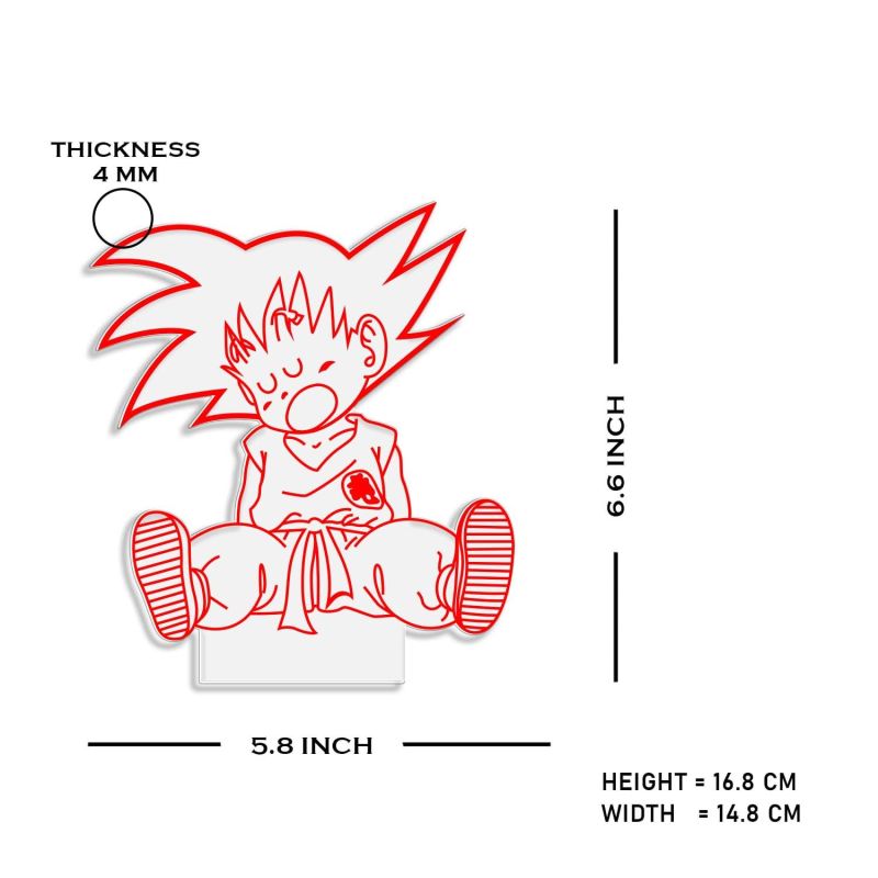 3D Illusion Dragonball (Goku) Night Lamp with Warm White Light Anime Home Decor Light  Birthday Gift for Kids