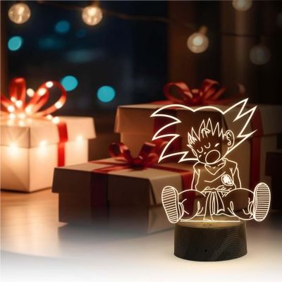 3D Illusion Dragonball (Goku) Night Lamp with Warm White Light Anime Home Decor Light  Birthday Gift for Kids