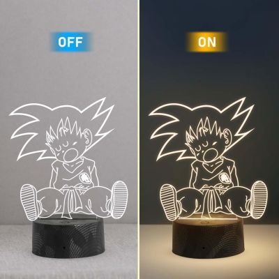 3D Illusion Dragonball (Goku) Night Lamp with Warm White Light Anime Home Decor Light  Birthday Gift for Kids