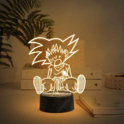3D Illusion Dragonball (Goku) Night Lamp with Warm White Light Anime Home Decor Light  Birthday Gift for Kids