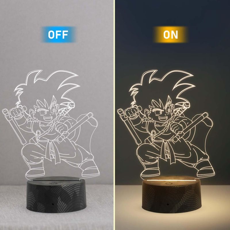 3D Illusion Kid Goku Anime Night Lamp with Warm White Light   Bedside Table Lamp  Birthday Gift for Anime Lover