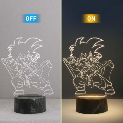 3D Illusion Kid Goku Anime Night Lamp with Warm White Light   Bedside Table Lamp  Birthday Gift for Anime Lover