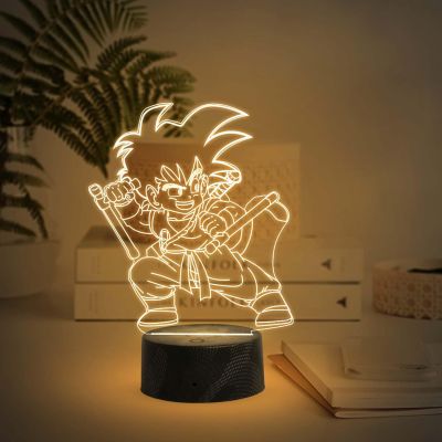 3D Illusion Kid Goku Anime Night Lamp with Warm White Light   Bedside Table Lamp  Birthday Gift for Anime Lover