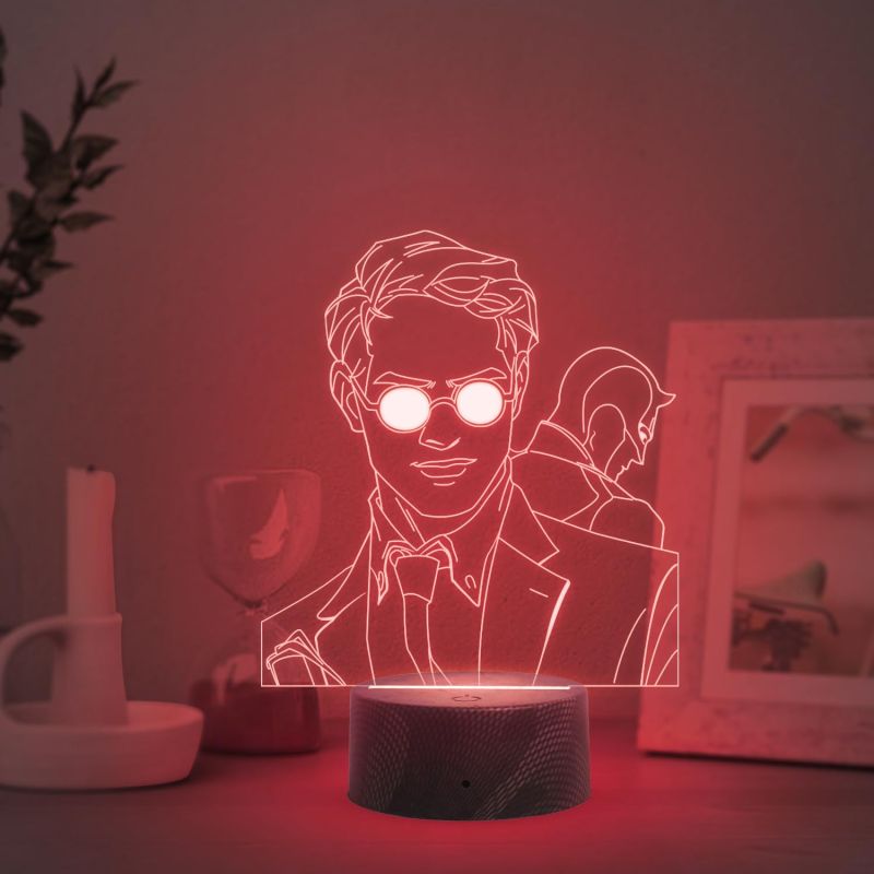 3D Illusion Daredevil Led Night Light for Birthday Gift  Automatic Color Changing Light & On/Off Touch Button  USB Powered  Bedside Desk Table Lamp