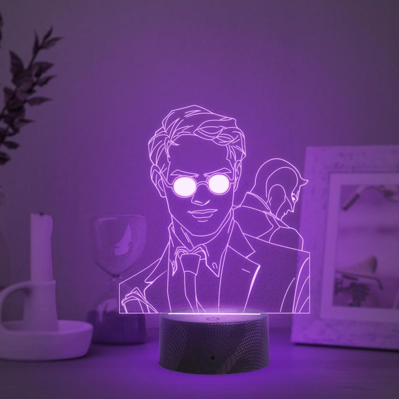 3D Illusion Daredevil Led Night Light for Birthday Gift  Automatic Color Changing Light & On/Off Touch Button  USB Powered  Bedside Desk Table Lamp