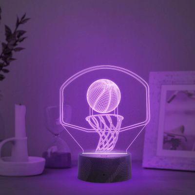 3D Illusion Basketball Desk Table Lamp with Automatic Color Changing Light   Birthday Gift for Basketball Player