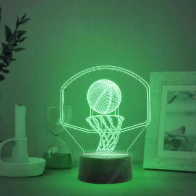 3D Illusion Basketball Desk Table Lamp with Automatic Color Changing Light   Birthday Gift for Basketball Player