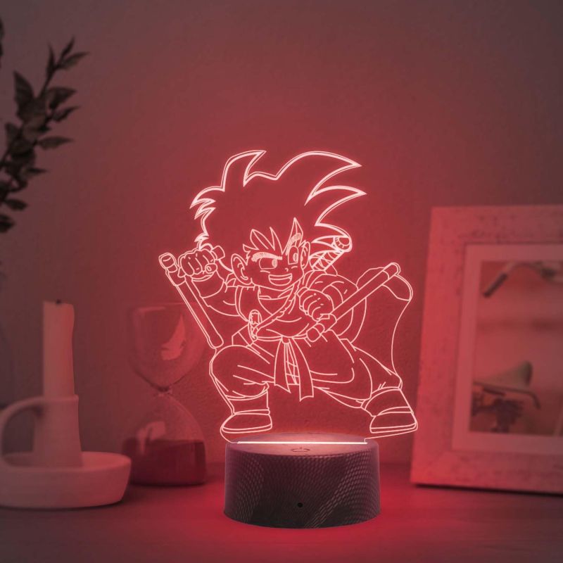 3D Illusion Kid Goku  Anime Night Lamp with 7 Color Changing Light   Bedside Table Lamp  Birthday Gift for Anime Lover