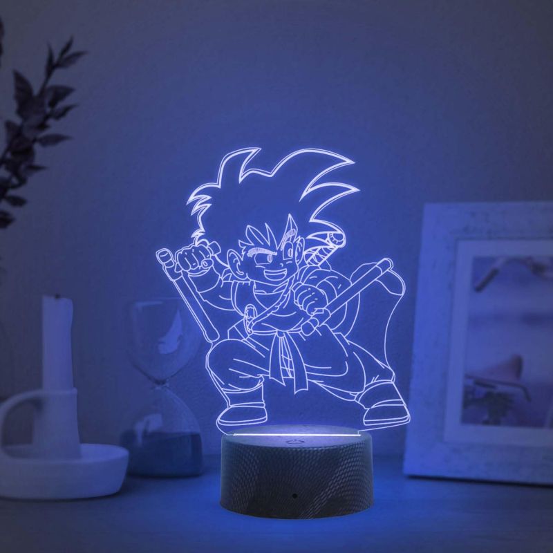3D Illusion Kid Goku  Anime Night Lamp with 7 Color Changing Light   Bedside Table Lamp  Birthday Gift for Anime Lover