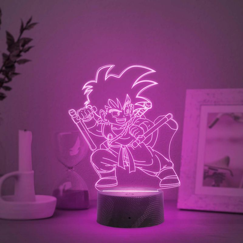 3D Illusion Kid Goku  Anime Night Lamp with 7 Color Changing Light   Bedside Table Lamp  Birthday Gift for Anime Lover