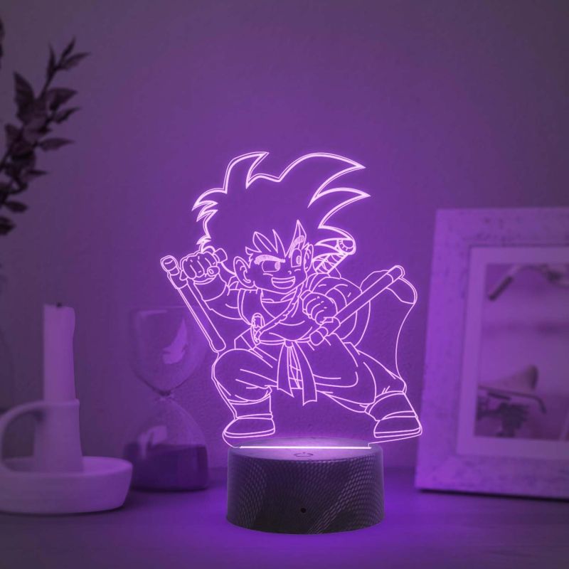 3D Illusion Kid Goku  Anime Night Lamp with 7 Color Changing Light   Bedside Table Lamp  Birthday Gift for Anime Lover