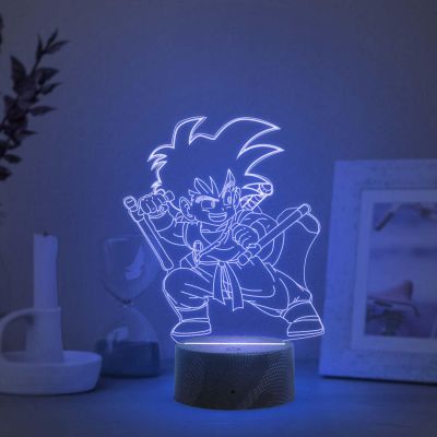 3D Illusion Kid Goku  Anime Night Lamp with 7 Color Changing Light   Bedside Table Lamp  Birthday Gift for Anime Lover