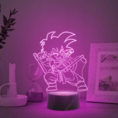 3D Illusion Kid Goku  Anime Night Lamp with 7 Color Changing Light   Bedside Table Lamp  Birthday Gift for Anime Lover