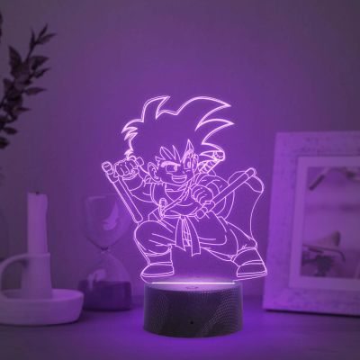 3D Illusion Kid Goku  Anime Night Lamp with 7 Color Changing Light   Bedside Table Lamp  Birthday Gift for Anime Lover