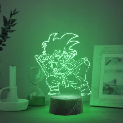 3D Illusion Kid Goku  Anime Night Lamp with 7 Color Changing Light   Bedside Table Lamp  Birthday Gift for Anime Lover