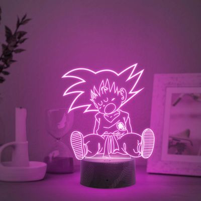 3D Illusion Dragonball  (Goku) Night Lamp with Automatic Color Changing Light   Anime Home Decor Light  Birthday Gift for Kids