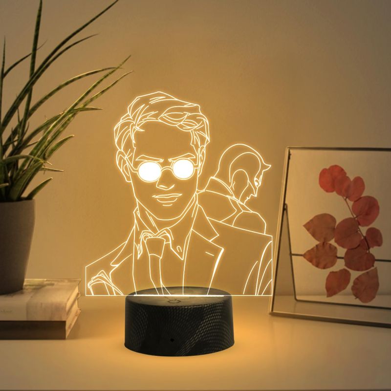 3D Illusion Daredevil  Led Night Light for Birthday Gift  Warm White Light   Bedside Desk Table Lamp