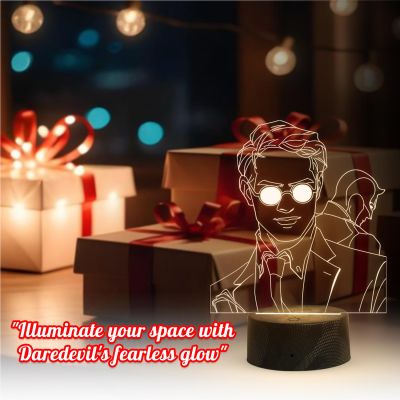 3D Illusion Daredevil  Led Night Light for Birthday Gift  Warm White Light   Bedside Desk Table Lamp