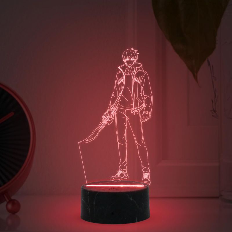 3D Illusion Sungjinwoo  Night Lamp with 7 Color Changing Light   soloLeveling235 Anime lamp  Home Decor Light  Kids Room Decor Lamp