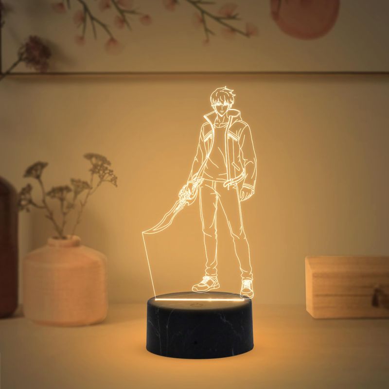 3D Illusion Sungjinwoo  Night Lamp with Warm White Light  soloLeveling235 Anime lamp  Home Decor Light  Kids Room Decor Lamp
