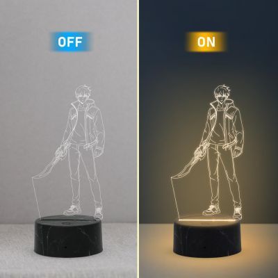 3D Illusion Sungjinwoo  Night Lamp with Warm White Light  soloLeveling235 Anime lamp  Home Decor Light  Kids Room Decor Lamp