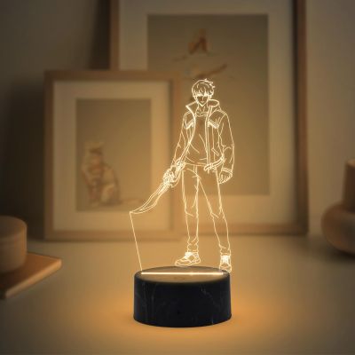 3D Illusion Sungjinwoo  Night Lamp with Warm White Light  soloLeveling235 Anime lamp  Home Decor Light  Kids Room Decor Lamp