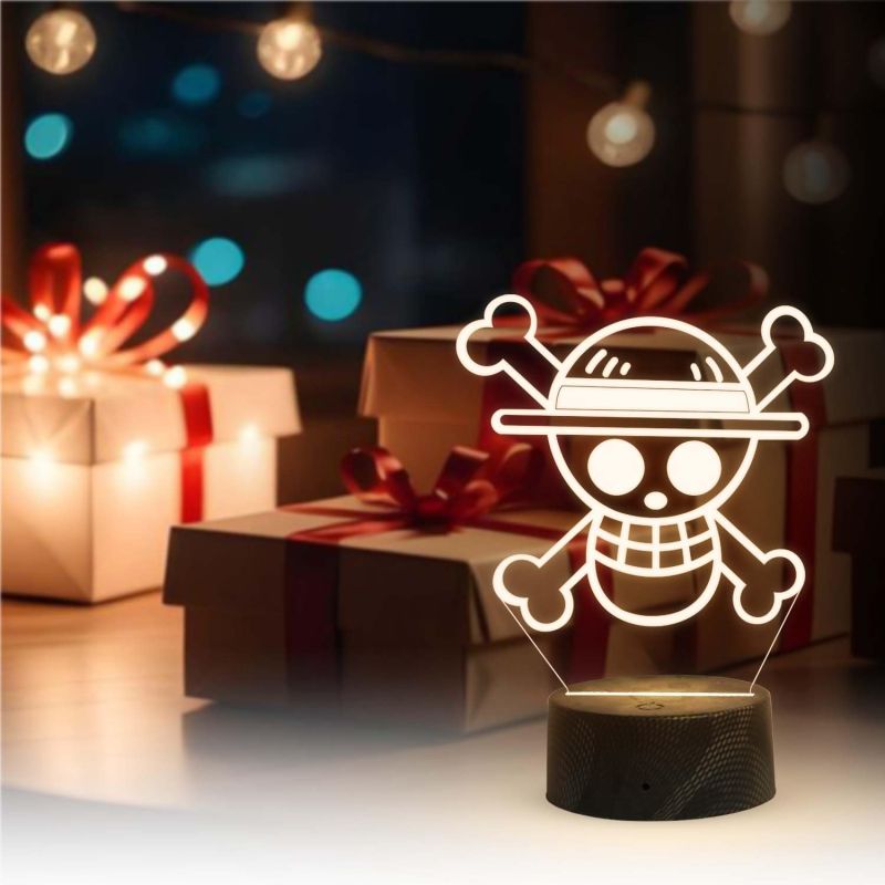 3D Illusion One Piece Luffy Led Night Lamp with Warm White Light   Anime Home Decor Light  Bedside Table Lamp  Birthday Gift
