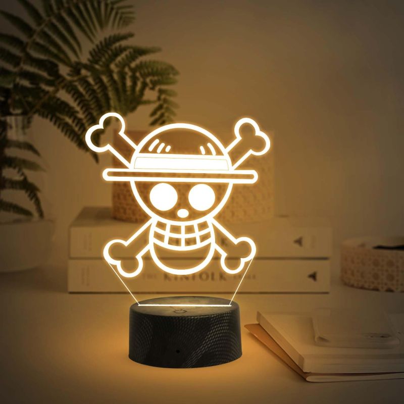 3D Illusion One Piece Luffy Led Night Lamp with Warm White Light   Anime Home Decor Light  Bedside Table Lamp  Birthday Gift