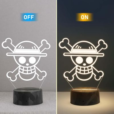 3D Illusion One Piece Luffy Led Night Lamp with Warm White Light   Anime Home Decor Light  Bedside Table Lamp  Birthday Gift