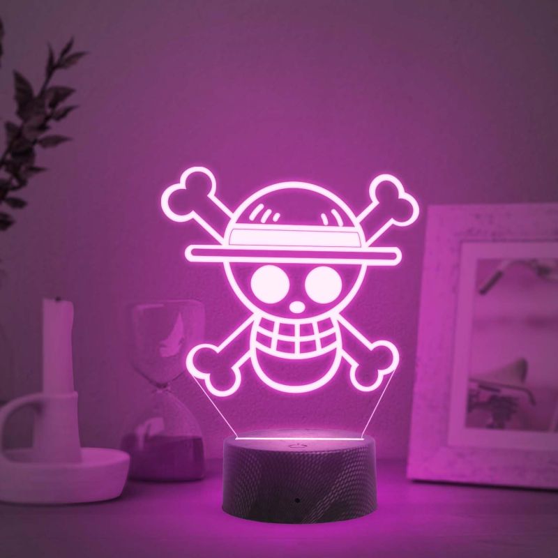3D Illusion One Piece Luffy  Led Night Lamp with Automatic Color Changing Light   Anime Home Decor Light  Bedside Table Lamp  Birthday Gift