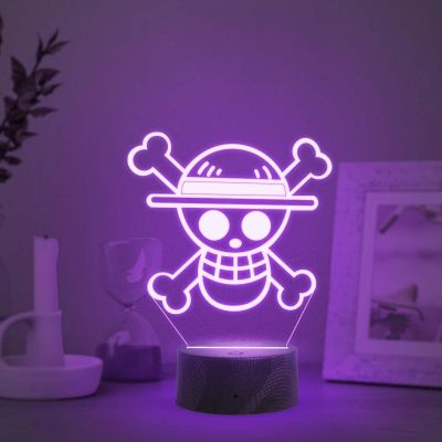 3D Illusion One Piece Luffy  Led Night Lamp with Automatic Color Changing Light   Anime Home Decor Light  Bedside Table Lamp  Birthday Gift