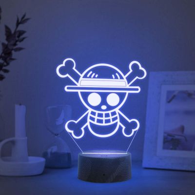 3D Illusion One Piece Luffy  Led Night Lamp with Automatic Color Changing Light   Anime Home Decor Light  Bedside Table Lamp  Birthday Gift