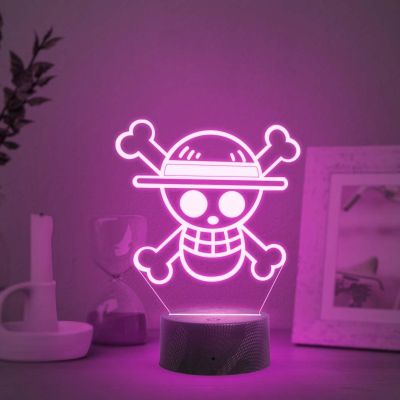 3D Illusion One Piece Luffy  Led Night Lamp with Automatic Color Changing Light   Anime Home Decor Light  Bedside Table Lamp  Birthday Gift