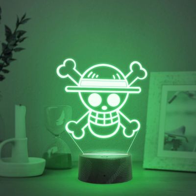 3D Illusion One Piece Luffy  Led Night Lamp with Automatic Color Changing Light   Anime Home Decor Light  Bedside Table Lamp  Birthday Gift