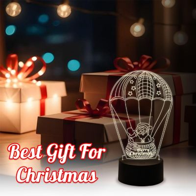 Santa Claus 3D Illusion Lamp for Kids Boys Girls Gift  Bedside Desk Table Lamp  Gift for Christmas  Christmas Home Decoration Lamp  Warm White Light