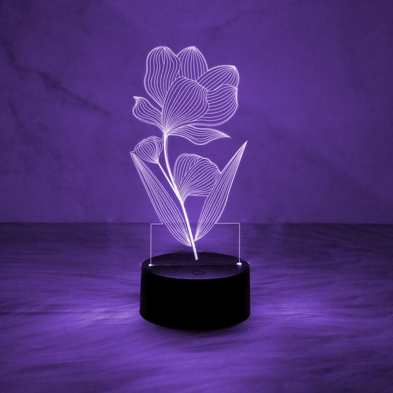 3D Illusion Flower Design Night Lamp for Home & Office Decor Light   Unique Bedside Desk Table Lamp with 7 Color Changing Light