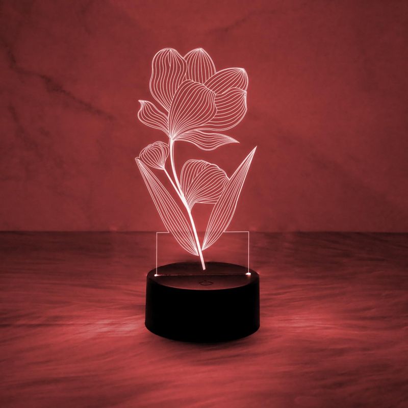 3D Illusion Flower Design Night Lamp for Home & Office Decor Light   Unique Bedside Desk Table Lamp with 7 Color Changing Light