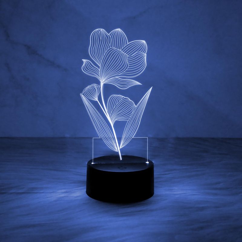 3D Illusion Flower Design Night Lamp for Home & Office Decor Light   Unique Bedside Desk Table Lamp with 7 Color Changing Light