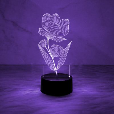 3D Illusion Flower Design Night Lamp for Home & Office Decor Light   Unique Bedside Desk Table Lamp with 7 Color Changing Light